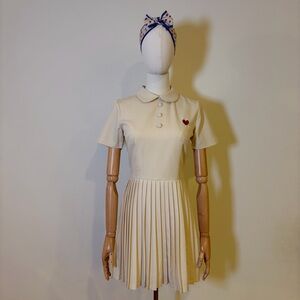 👗 Pomie Studio Girl’s Cream Pleated Dress (Size S)